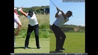 Jon Rahm golf swing  Long Iron faceon amp downtheline July 2017 [upl. by Kuebbing1]