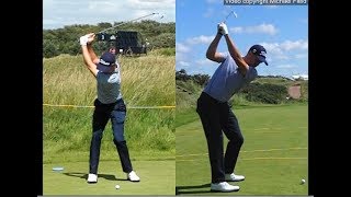 Justin Thomas golf swing  Long Iron faceon amp downtheline July 2017 [upl. by Anana261]