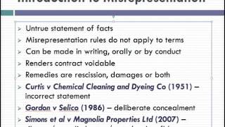 Misrepresentation Lecture 1 of 4 [upl. by Lazaruk25]